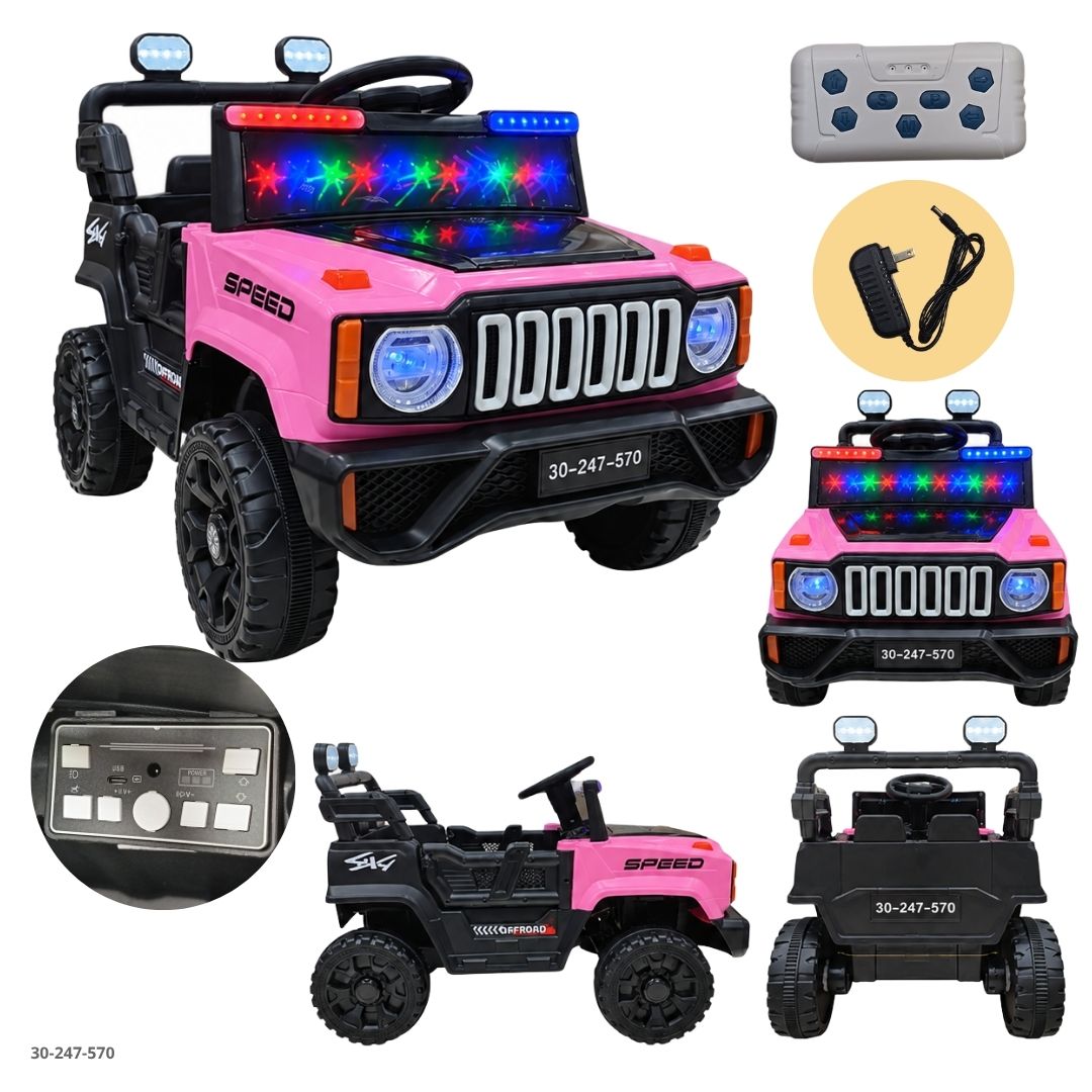 Jeep Eléctrico para Niños Speed con Parrilla de Barras Rosado - Ref. 30-247-570