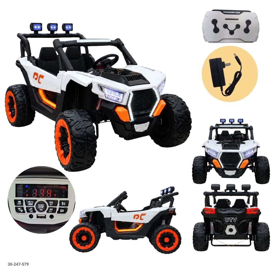 Buggy UTV Eléctrico Grande 2 Puestos para Niños Blanco - Ref. 30-247-579