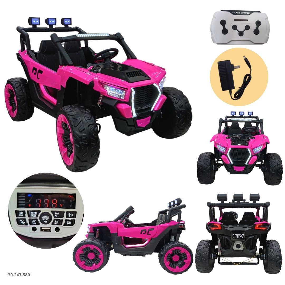 Buggy UTV Eléctrico Grande 2 Puestos para Niños Rosado - Ref. 30-247-580