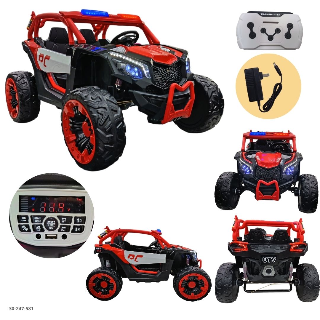 Buggy UTV Eléctrico Grande 2 Puestos para Niños Rojo - Ref. 30-247-581