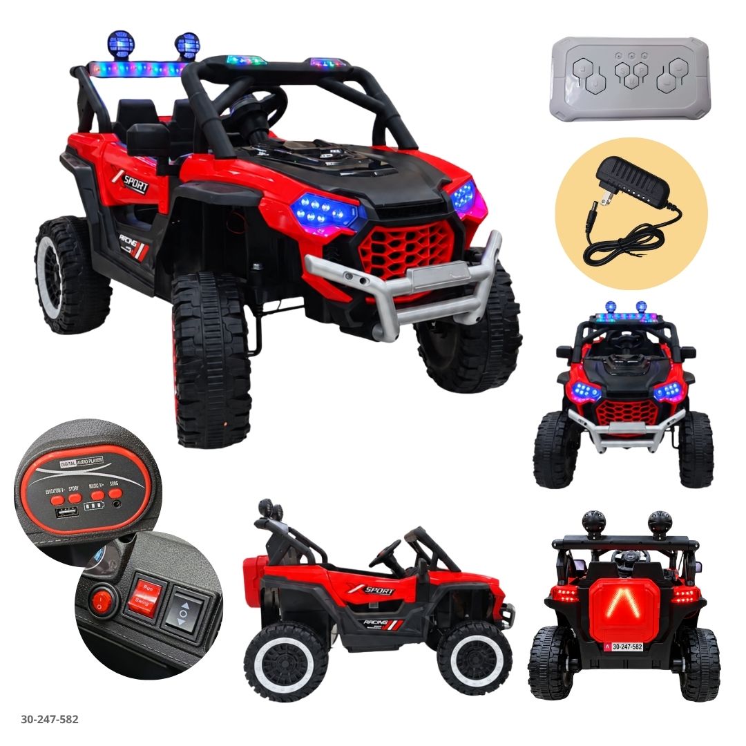 Buggy UTV Eléctrico para Niños con Luces Frontales Rojo - Ref. 30-247-582