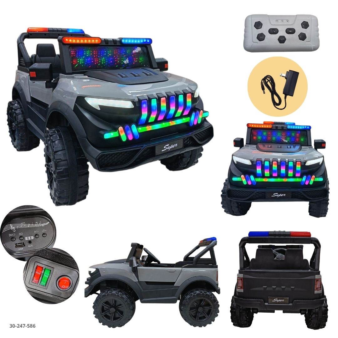 Jeep Eléctrico para Niños con Parrilla LED Multicolor Gris - Ref. 30-247-586