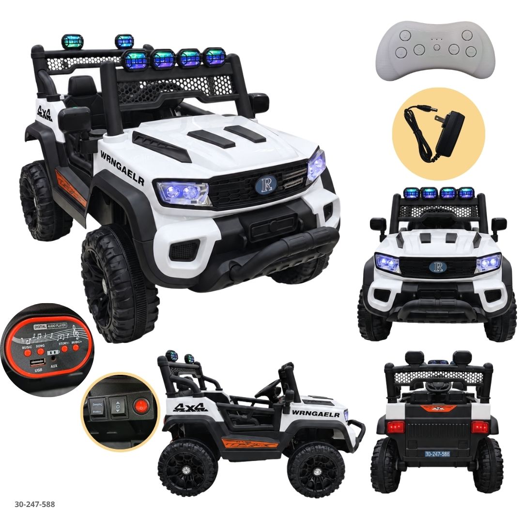 Camioneta Pickup Eléctrica 4x4 para Niños Blanco - Ref. 30-247-588