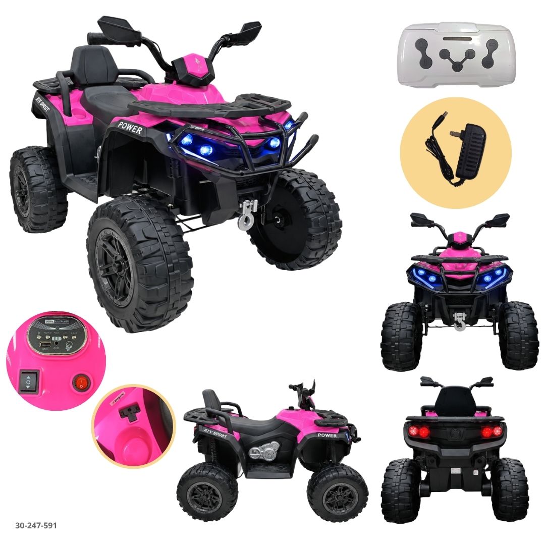 Cuadraciclo Eléctrico para Niños con Luces LED Rosado - Ref. 30-247-591