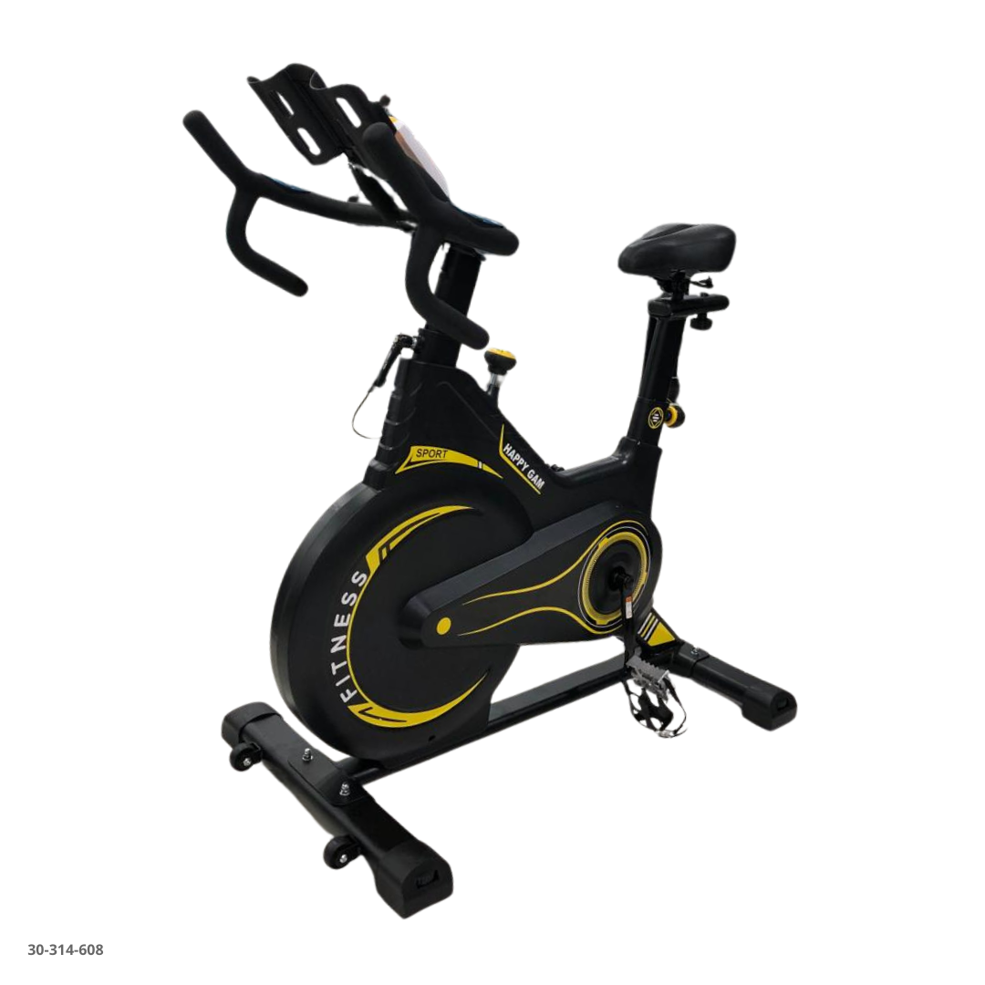 Bicicleta de spinning negro con amarillo - vista 2