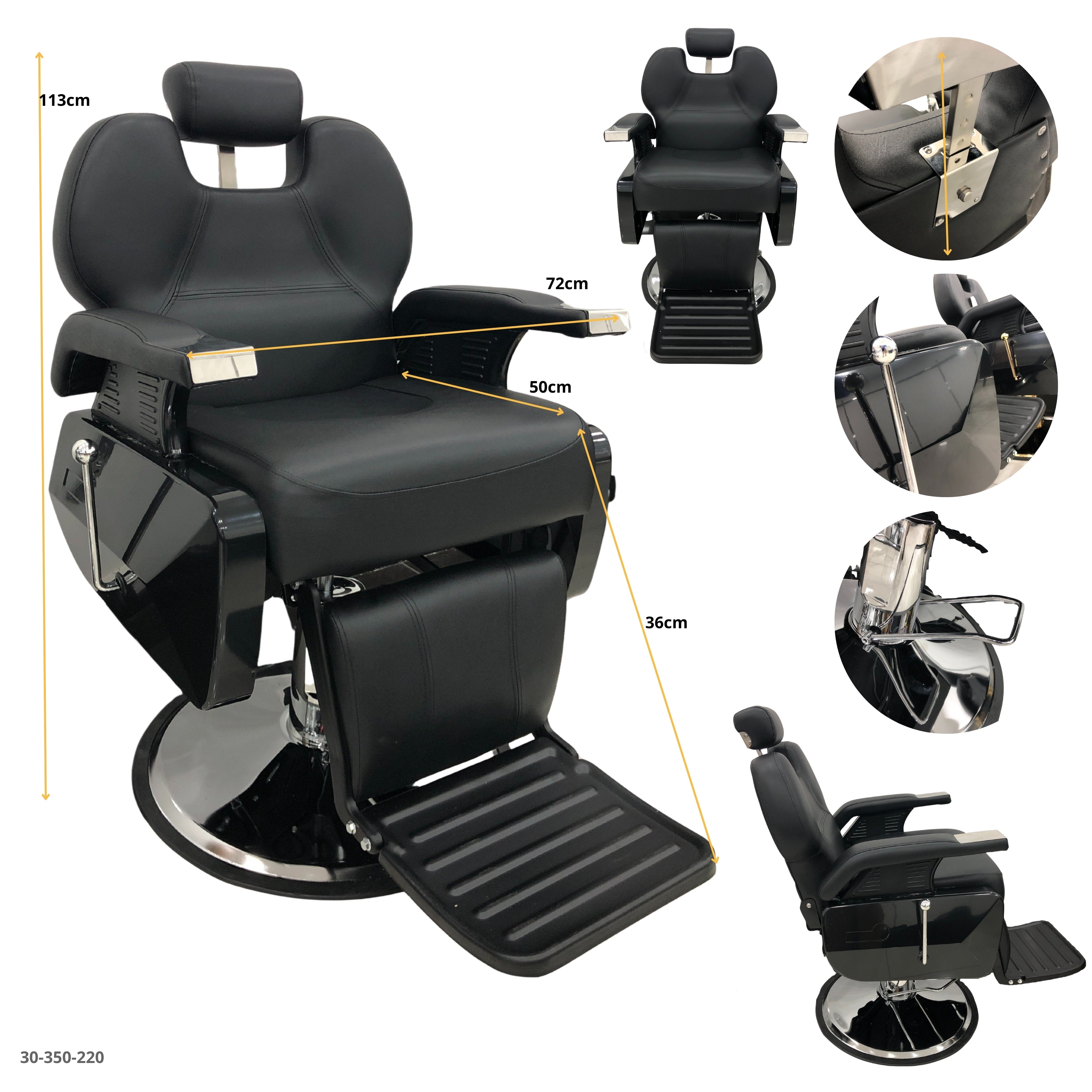 SILLA NEGRA C/PLATEADA P/PELUQURIA