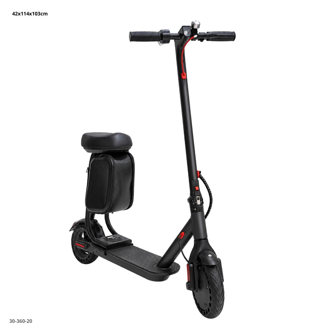 Scooter eléctrico plegable para adulto M187 con asiento y maletero, negro (30-360-20)