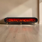 Mueble de TV con Chimenea Eléctrica y Bluetooth Negro en ambiente