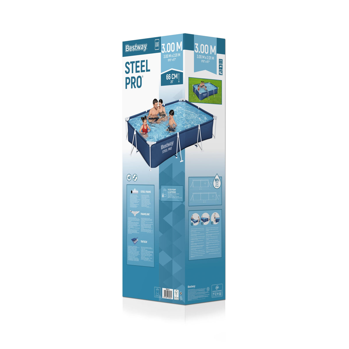Piscina Bestway Steel Pro Rectangular 300x201x66 cm - empaque (32-56412)