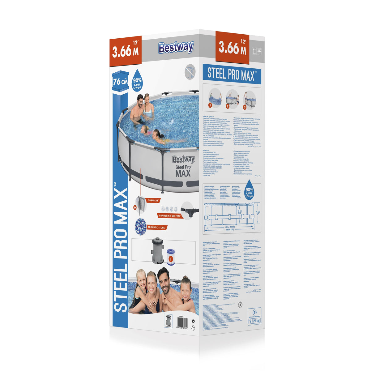 Piscina Bestway Steel Pro Max Redonda 366x76 cm con Bomba de Filtro