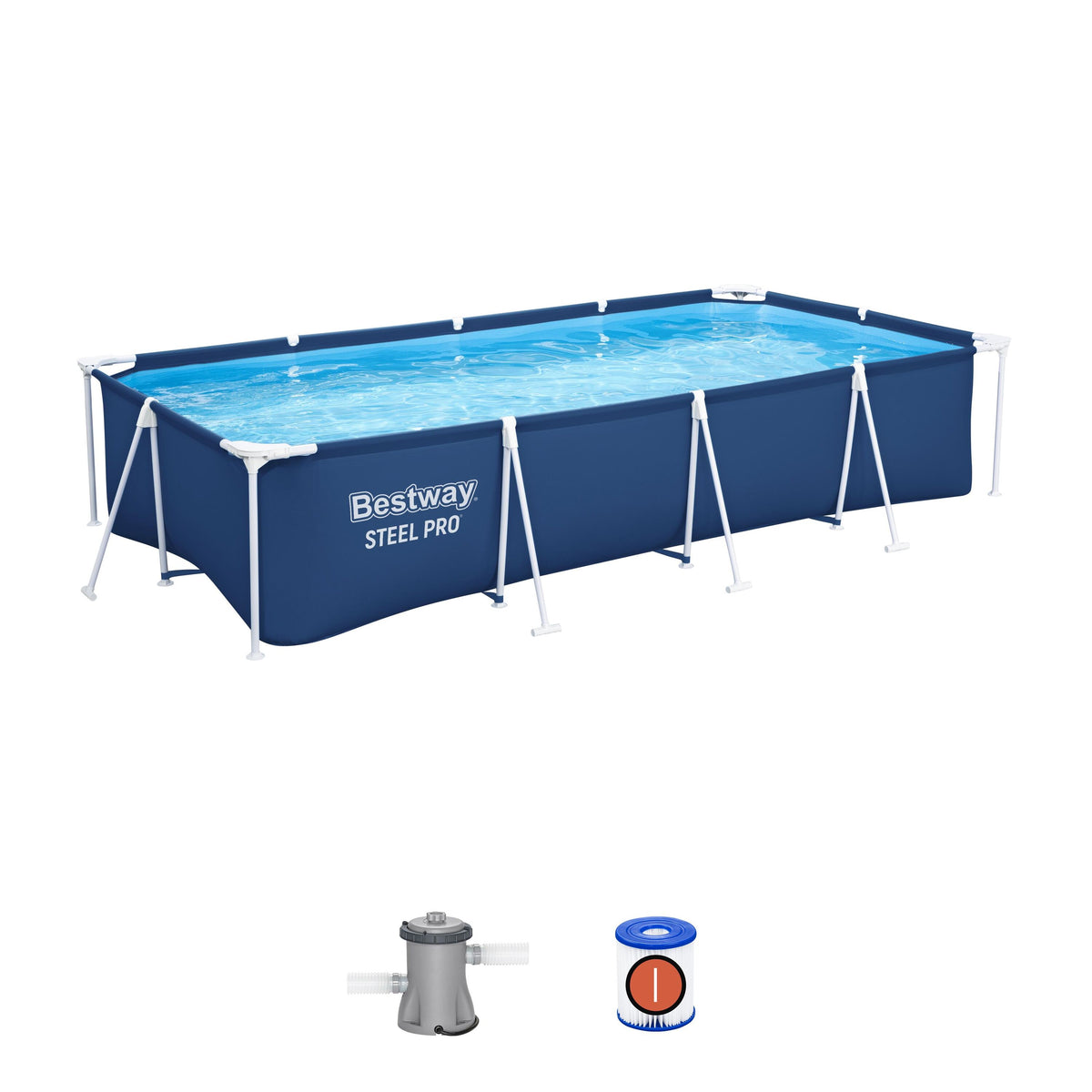 Piscina Bestway Steel Pro Rectangular 400x211x81 cm - set completo (32-56425)