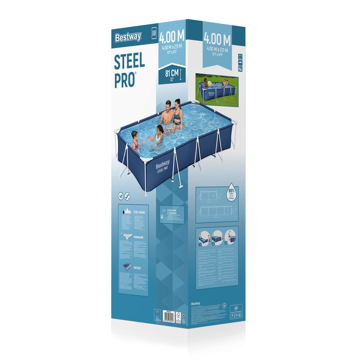 Piscina Bestway Steel Pro Rectangular 400x211x81 cm - empaque (32-56425)