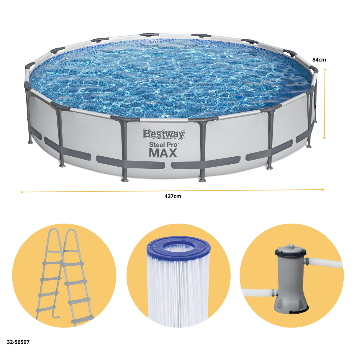Piscina Bestway Steel Pro Max Redonda 427x84 cm con Bomba y Escalera