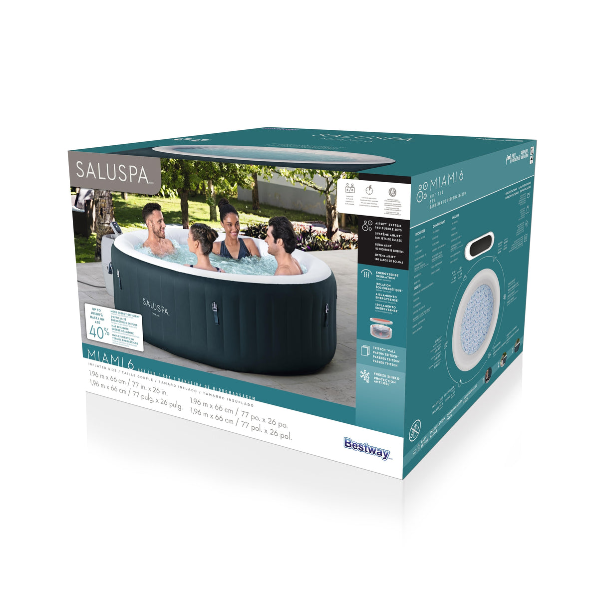 Jacuzzi inflable Bestway SaluSpa Miami AirJet - empaque (32-6001Y)