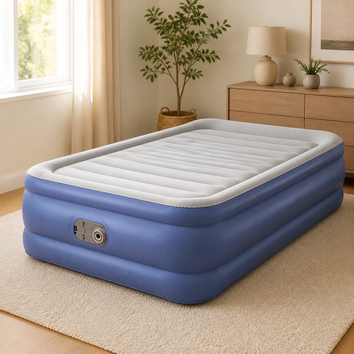 Colchon Inflable Queen Gris + Inflador 203*152*61CM