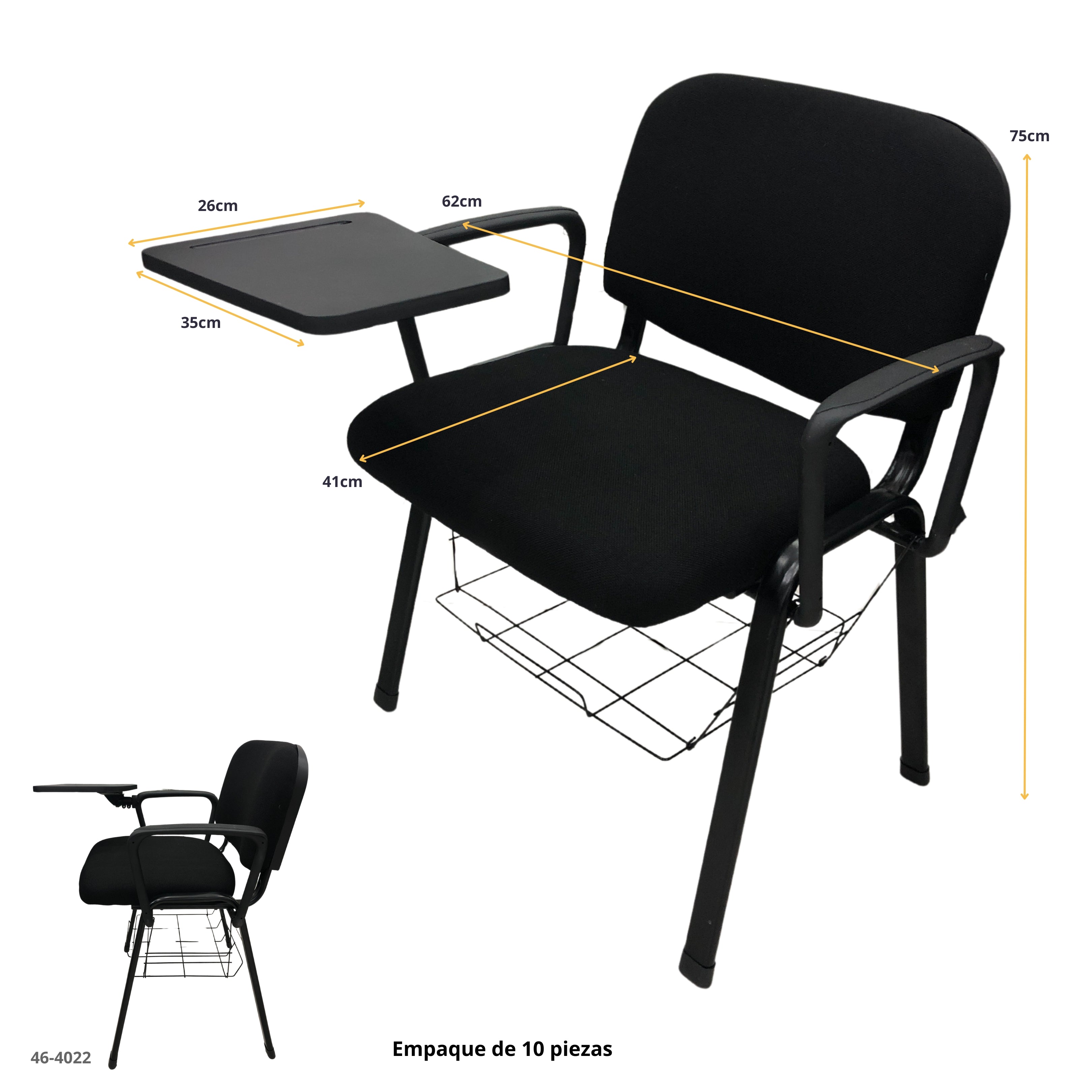 SILLA NEGRA CON PUPITRE