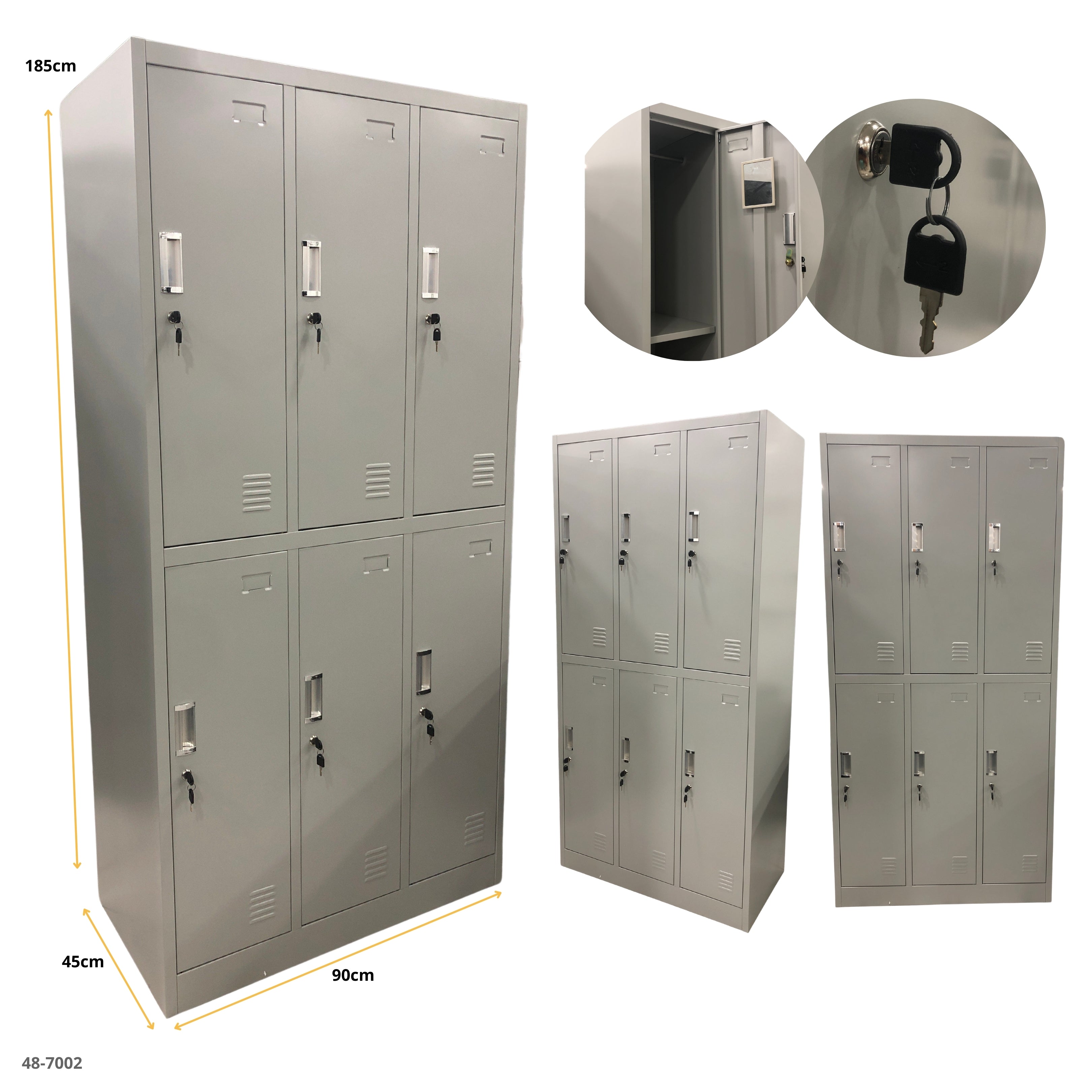 CASILLERO METALICO 6 PUERTAS GRIS