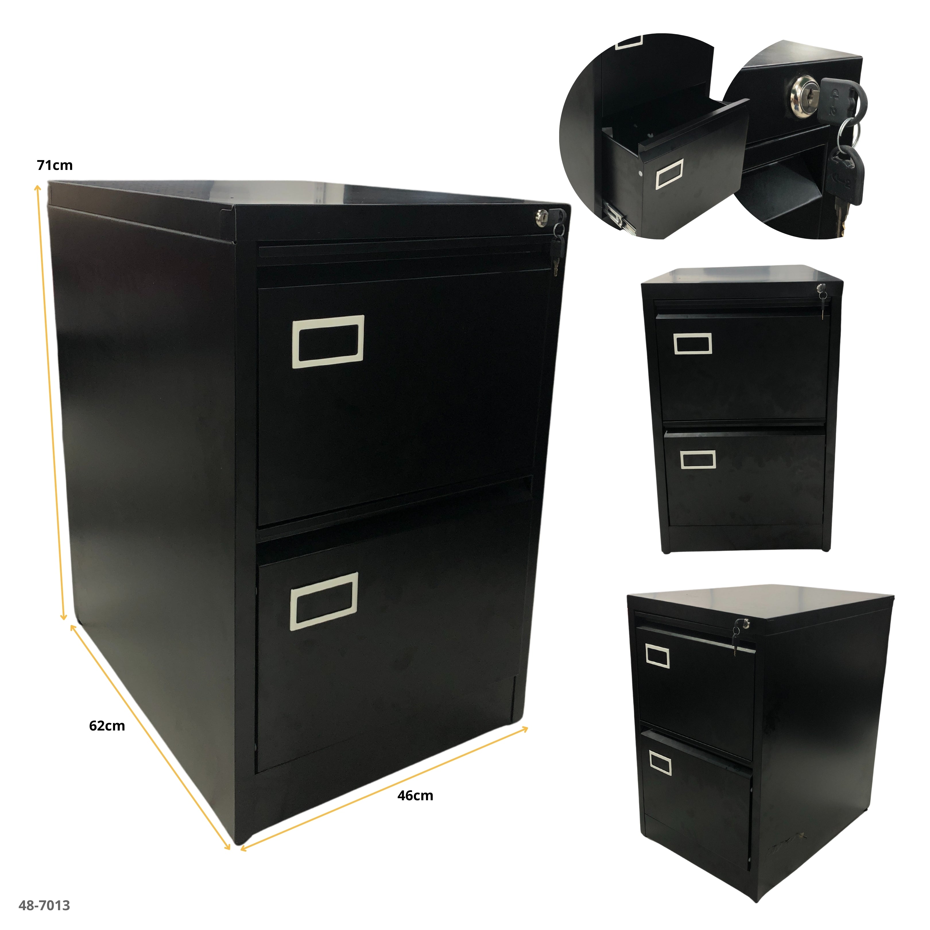 Archivador metalico 2 gavetas negro - 48-7013