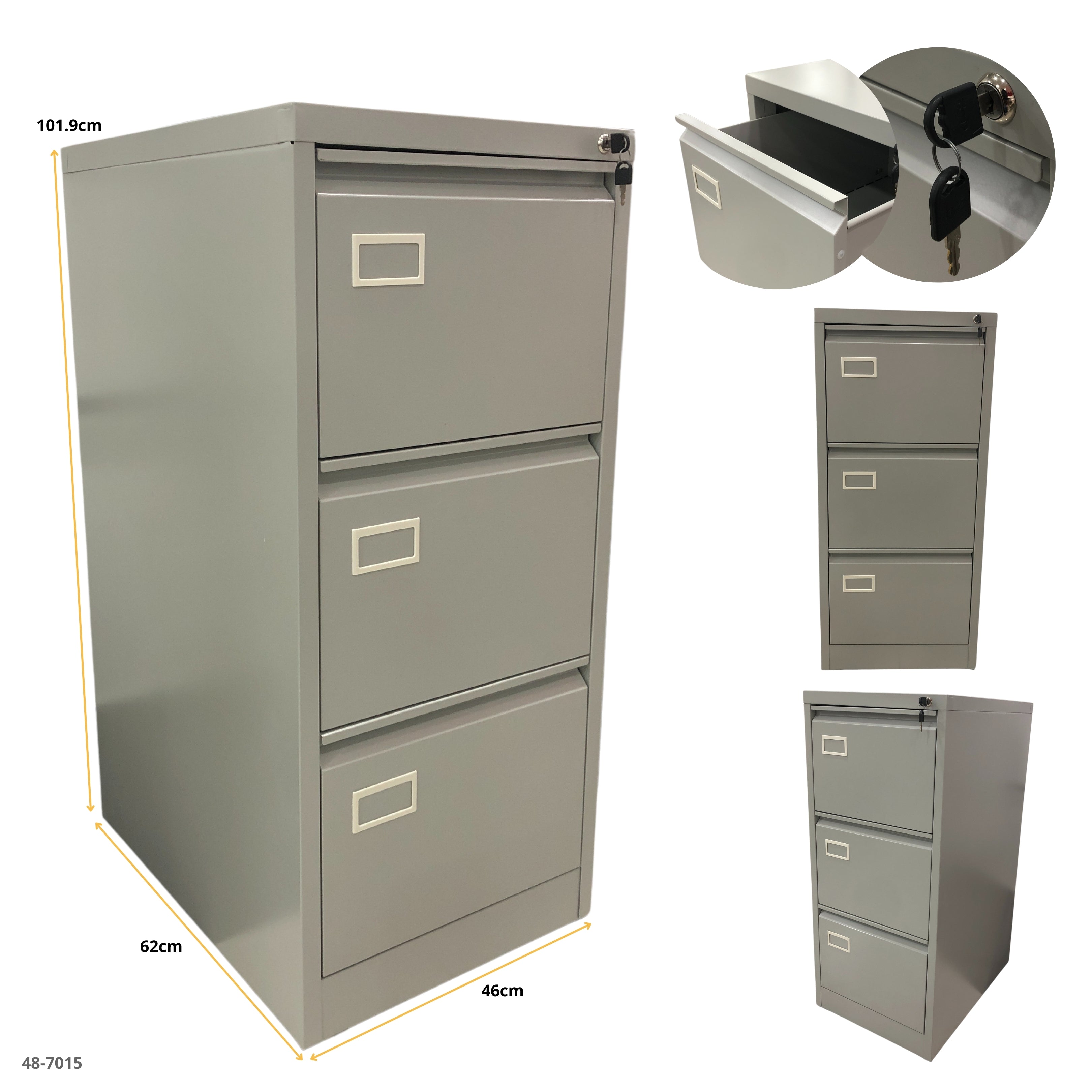 Archivador metalico 3 gavetas gris oscuro - 48-7015