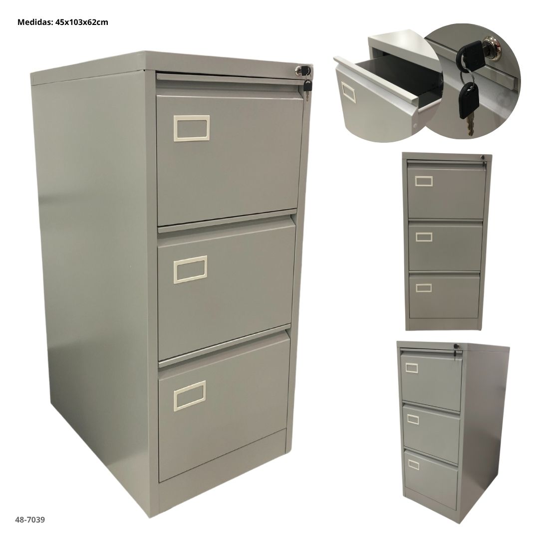 Archivador metalico 3 gavetas gris claro - 48-7039
