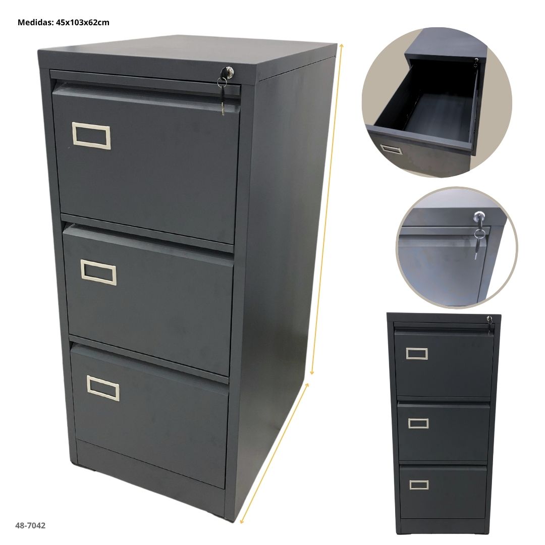 Archivador metalico 3 gavetas gris oscuro - 48-7042