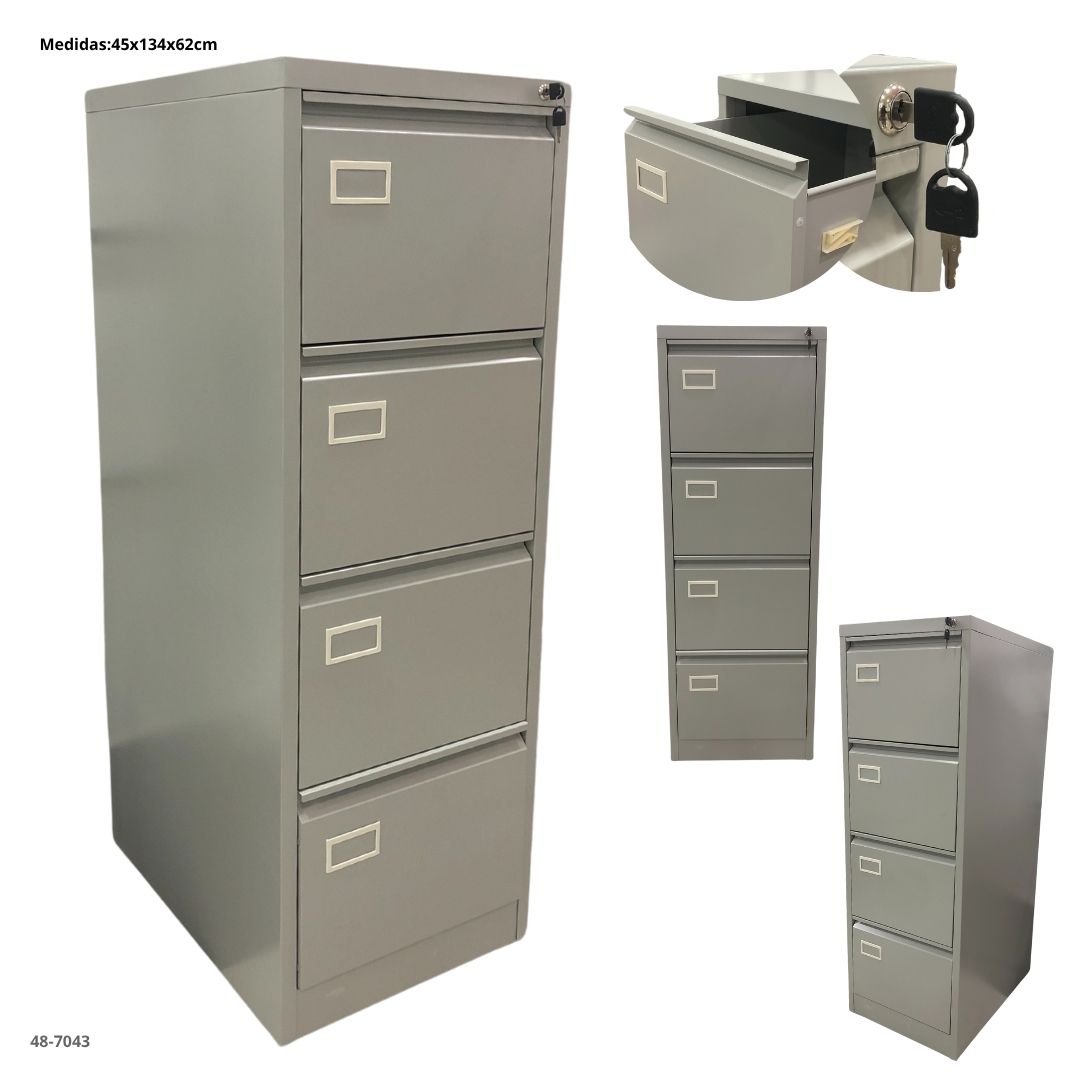 ARCHIVADOR METALICO 4 GAVETAS GRIS CLARO