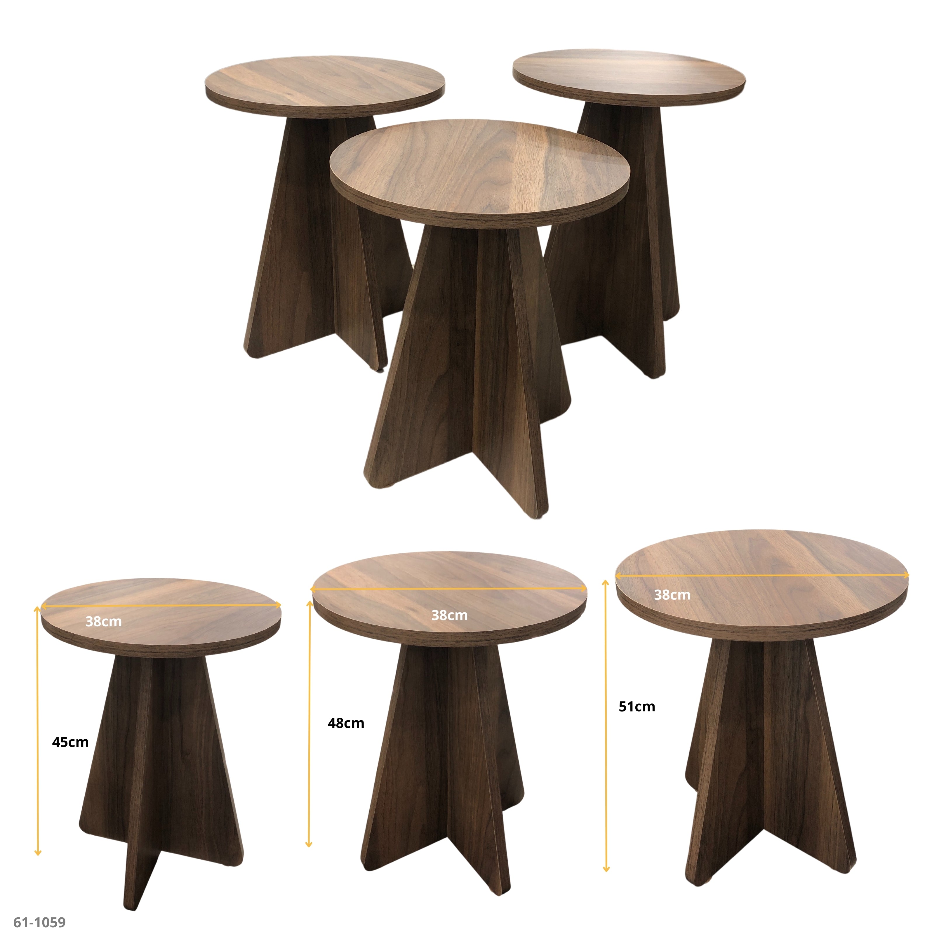 SET OF TABLES 3 PIECES GRAY/WUTTON / 61-1020