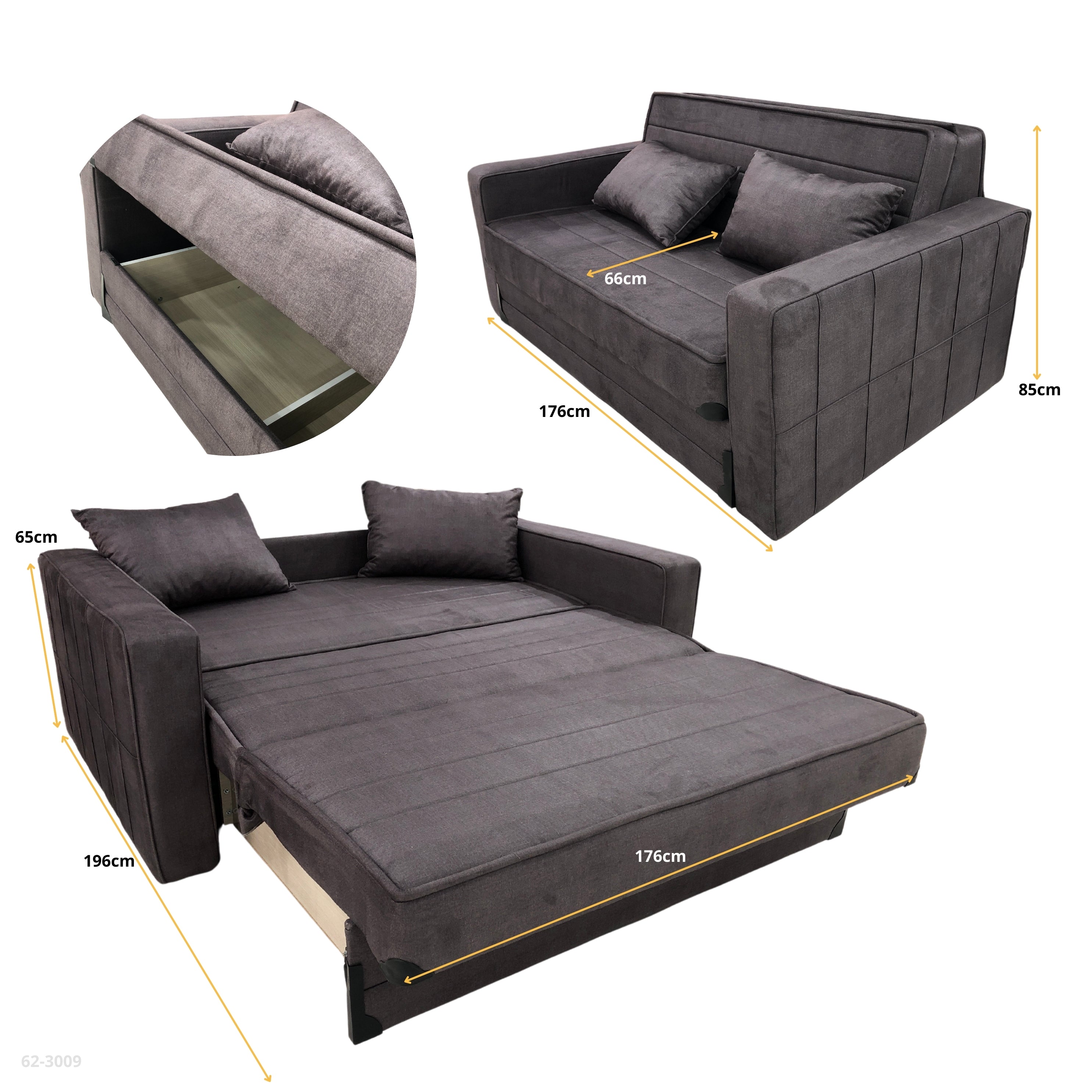 DARK CHOCOLATE SOFA BED 169CM*190CM SELENA