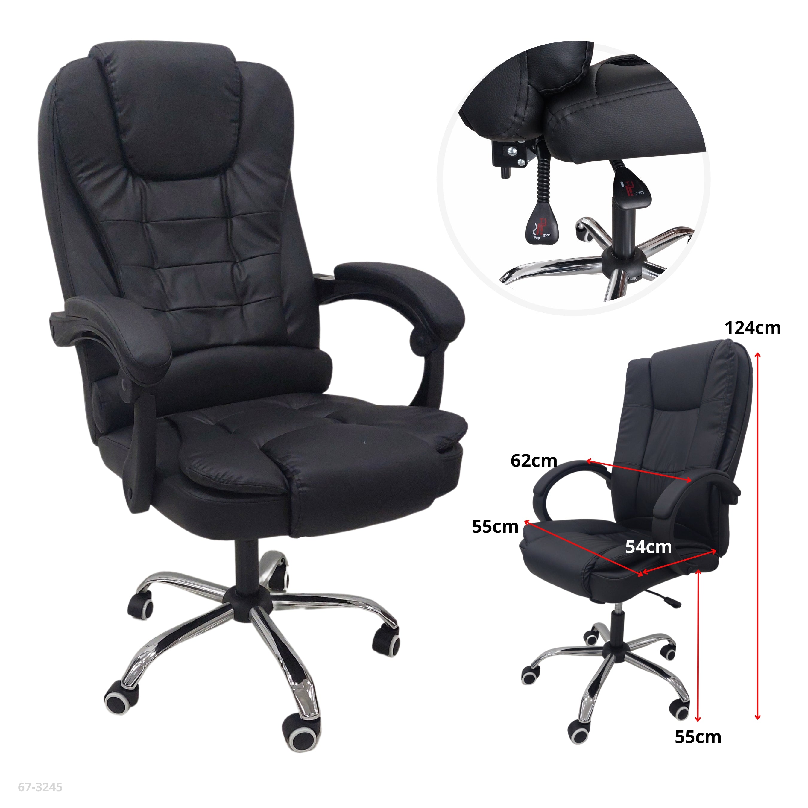 BLACK LEATHER OFFICE CHAIR / 67-3245
