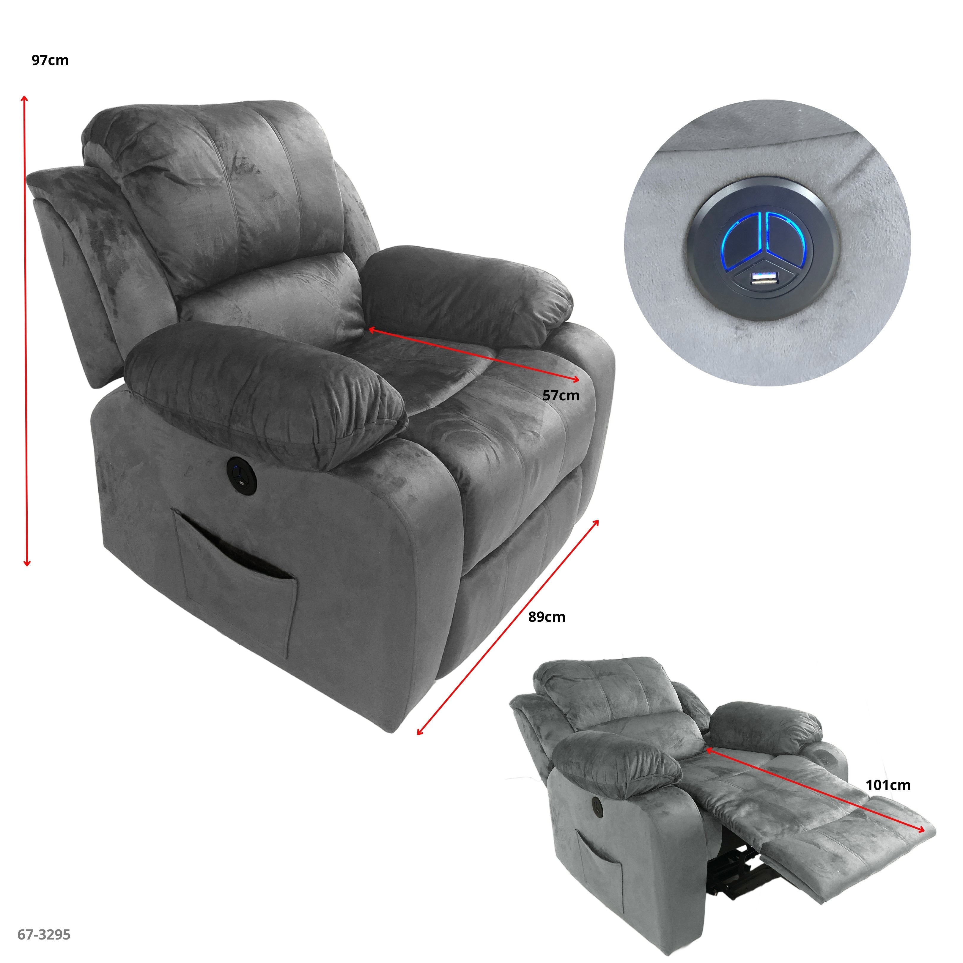 SOFA RECLINABLE ELECTRICO GRIS