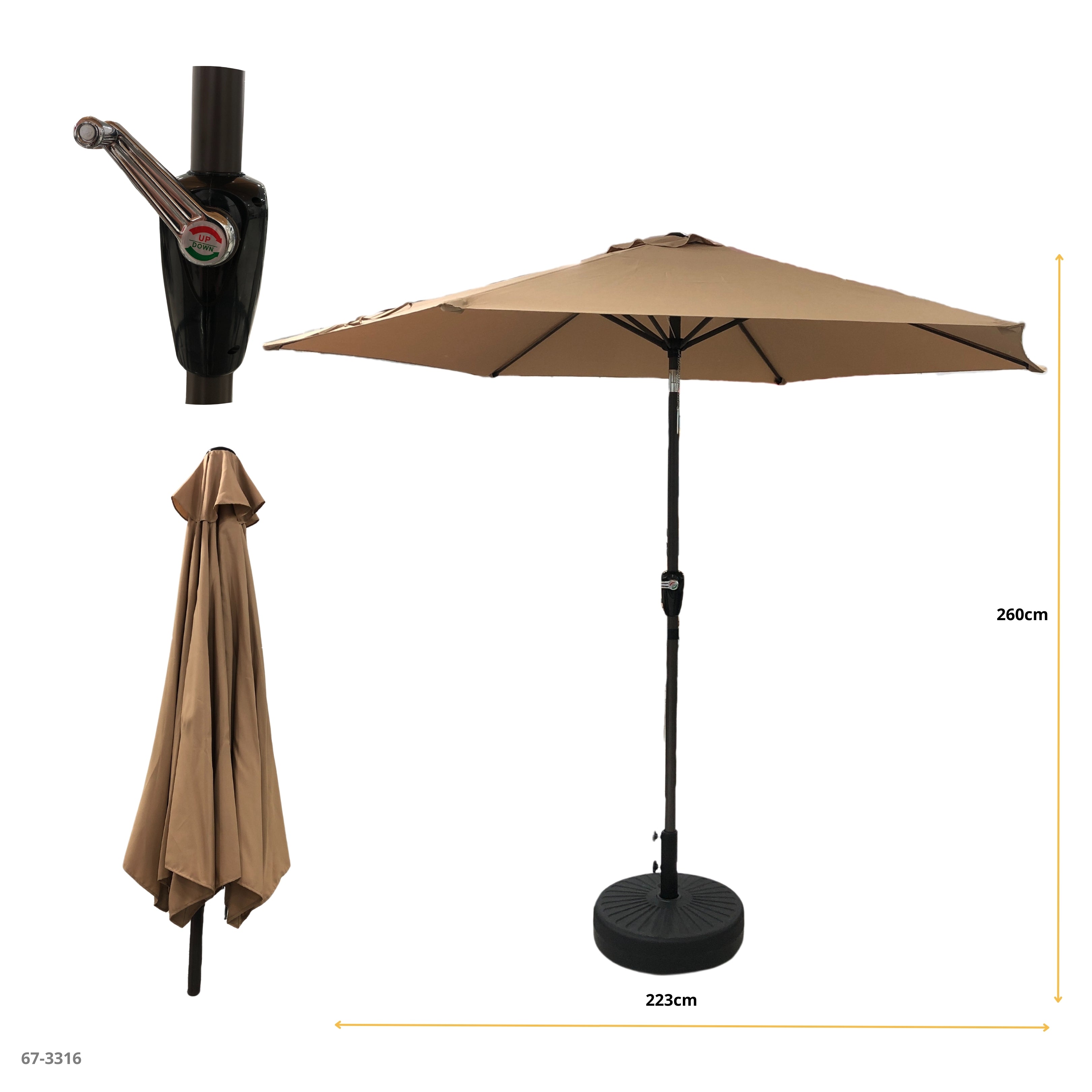 SOMBRILLA DE PLAYA 3M X 2.2M CREMA