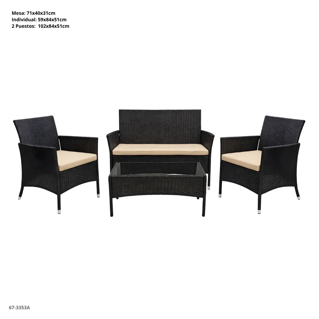 JUEGO DE SOFA 4PZAS NEGRO