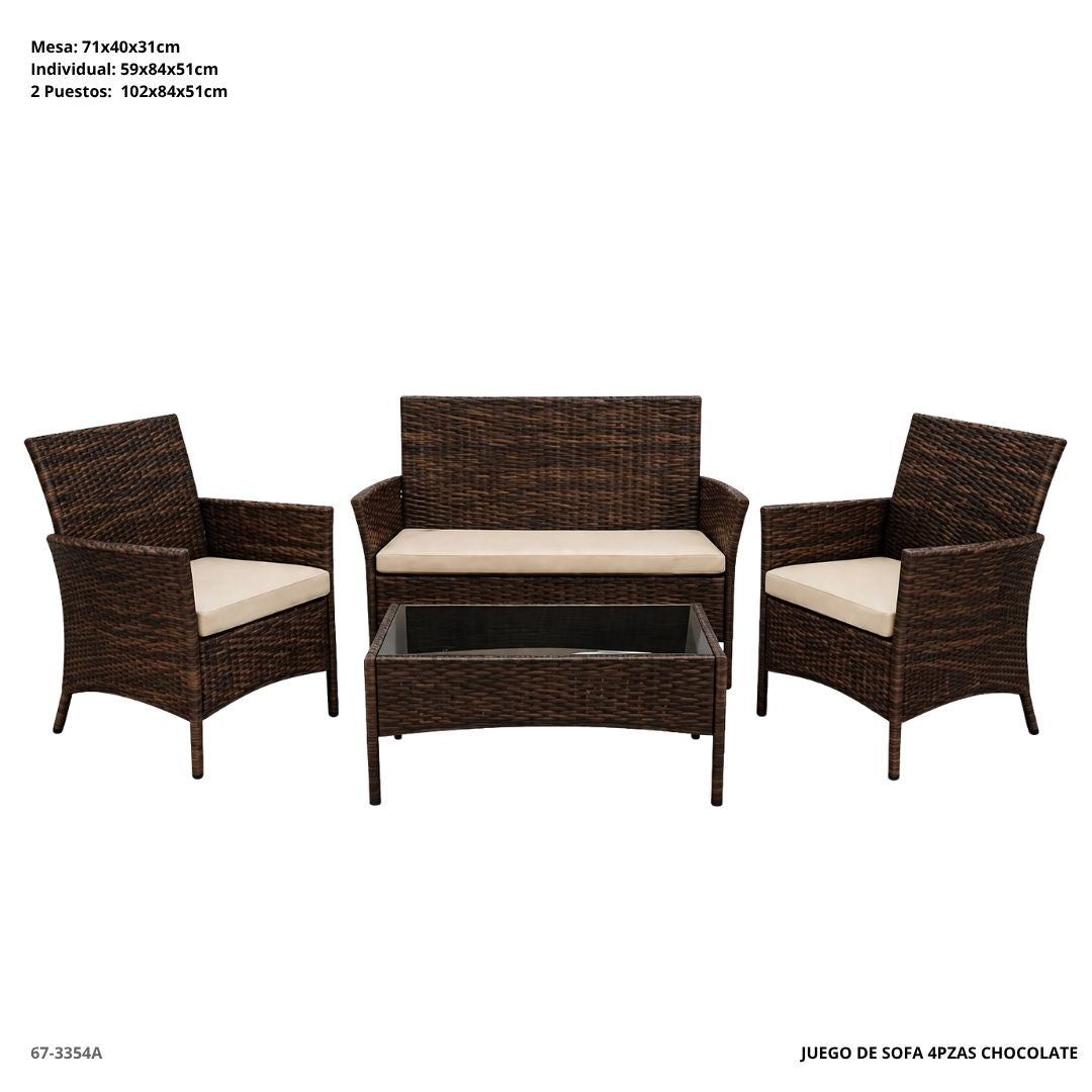 JUEGO DE SOFA 4PZAS CHOCOLATE