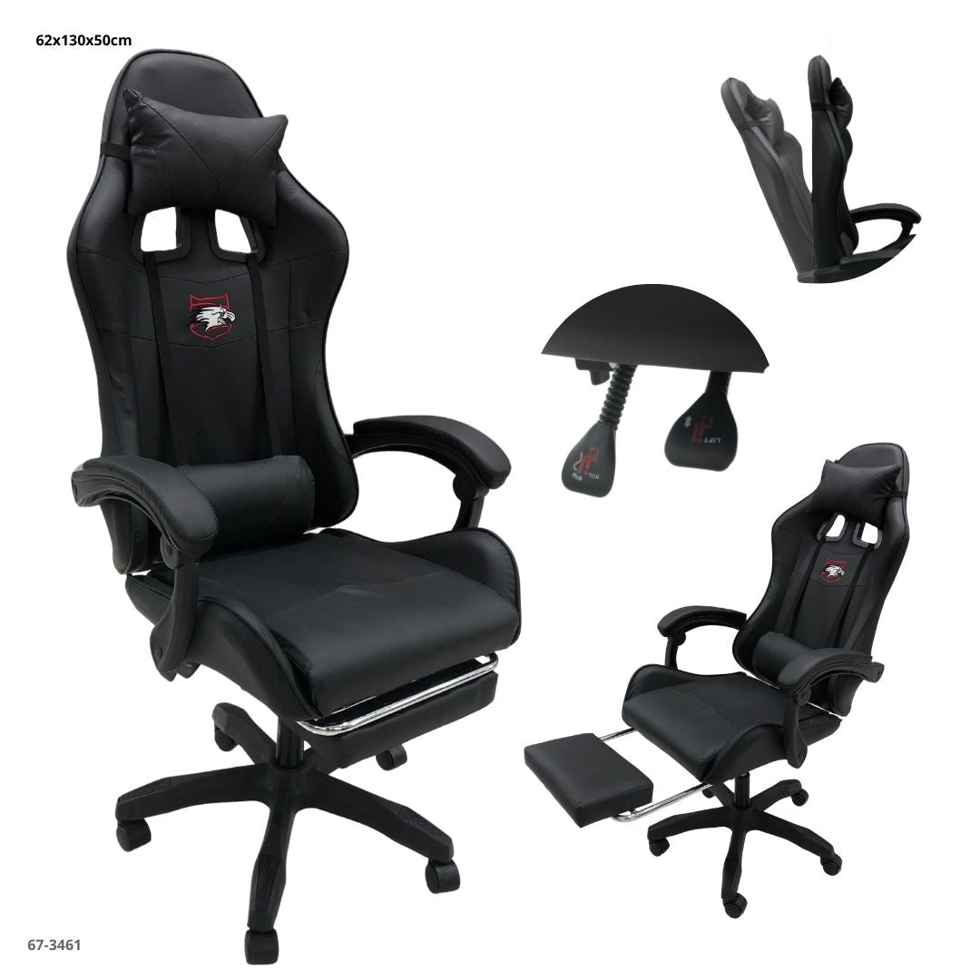 SILLA GAMING NEGRO/GRIS CON REPOSA PIE