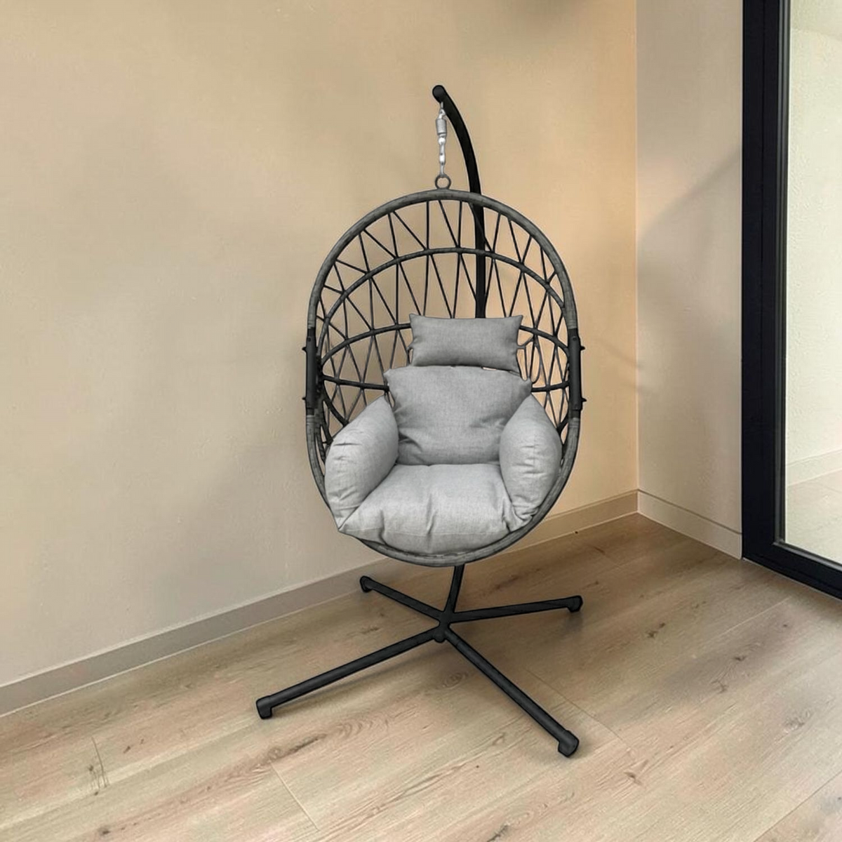 Silla columpio ovalada gris