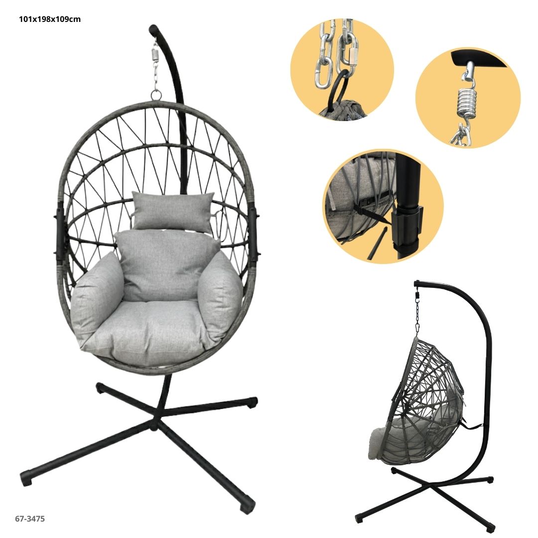 Silla columpio ovalada gris - producto