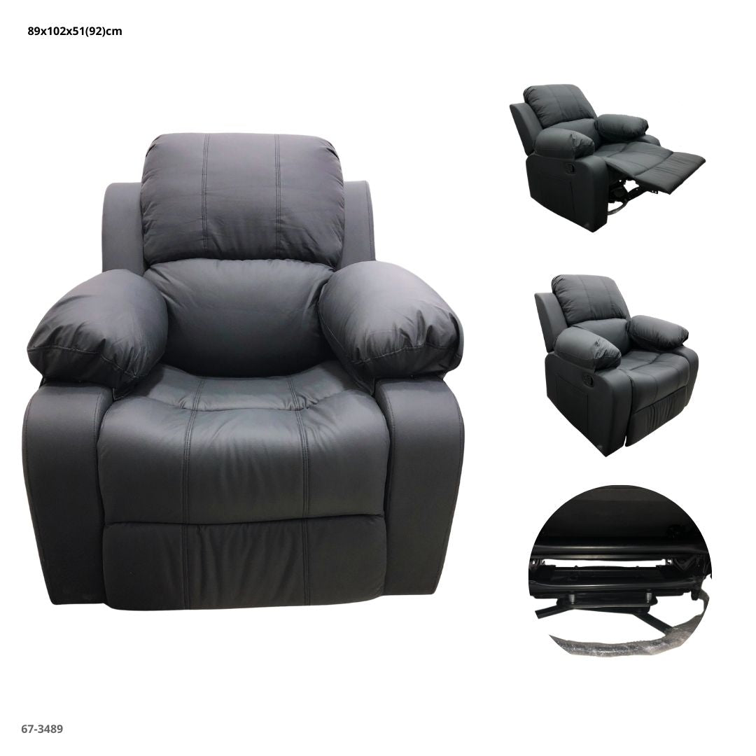 SOFA RECLINABLE NEGRO CUERINA MECEDORA