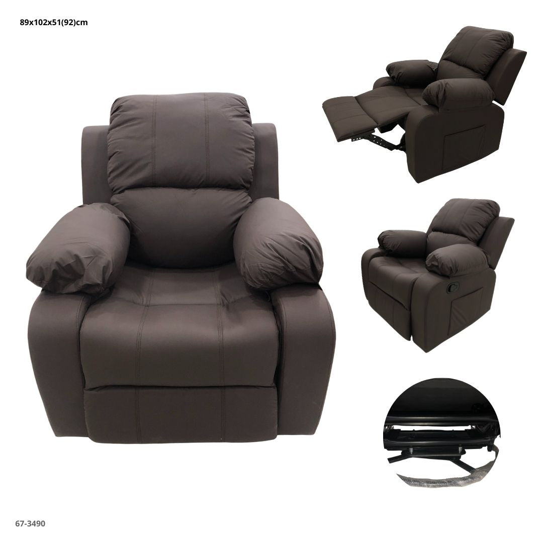 SOFA RECLINABLE CHOCOLATE CUERINA MECEDORA
