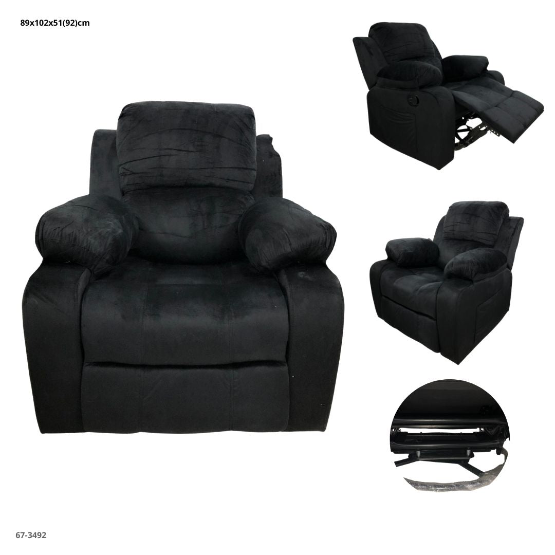SOFA RECLINABLE NEGRO TELA MECEDORA