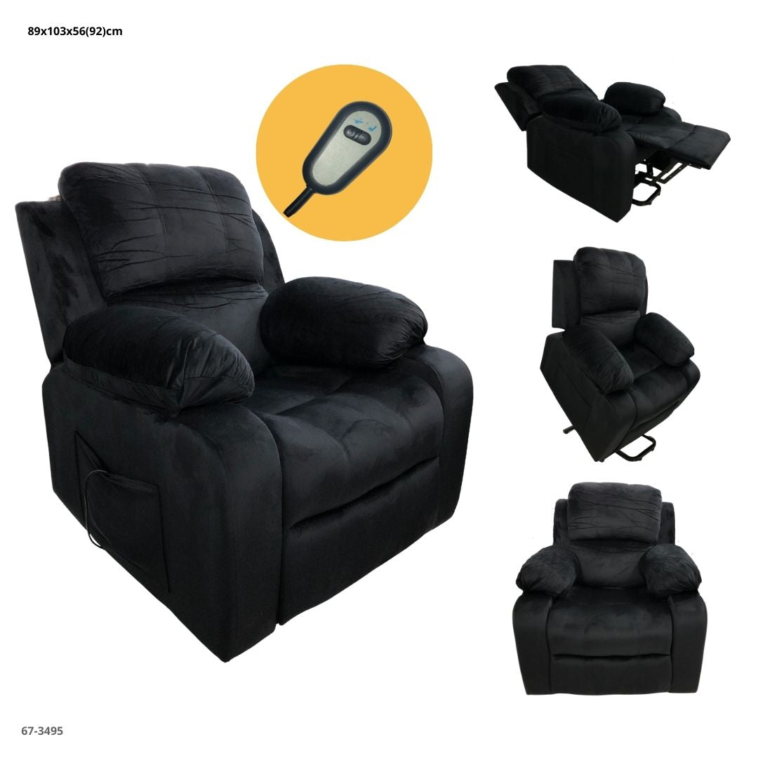 SOFA RECLINABLE ELECTRICO ASISTENCIA P/MAYORES NEGROE