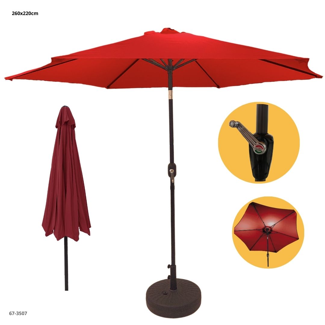 BEACH UMBRELLA 2.5MX 2.2M RED / 67-3158A