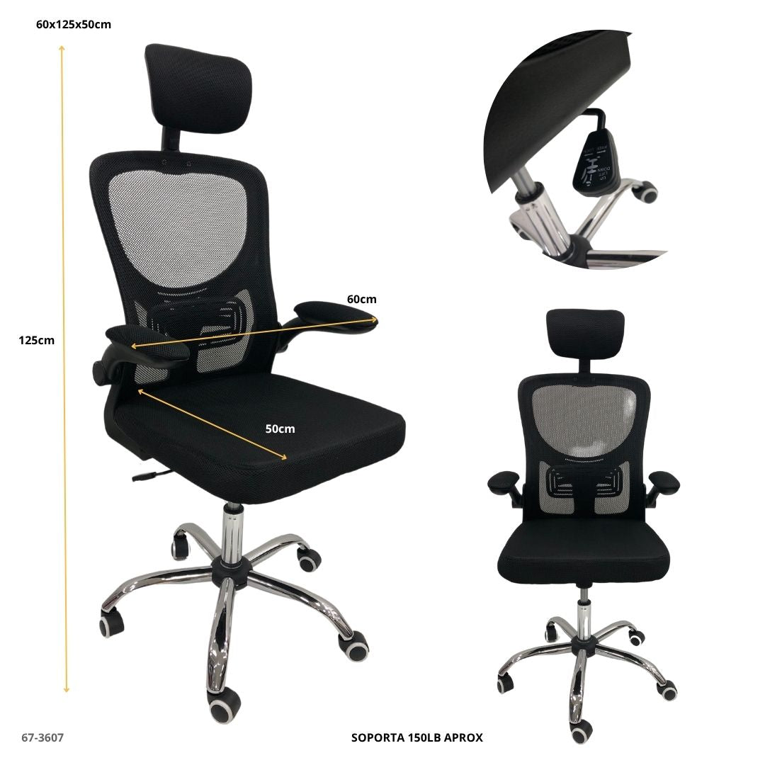 SILLA DE OFICINA NEGRA BASE METAL (Copy)