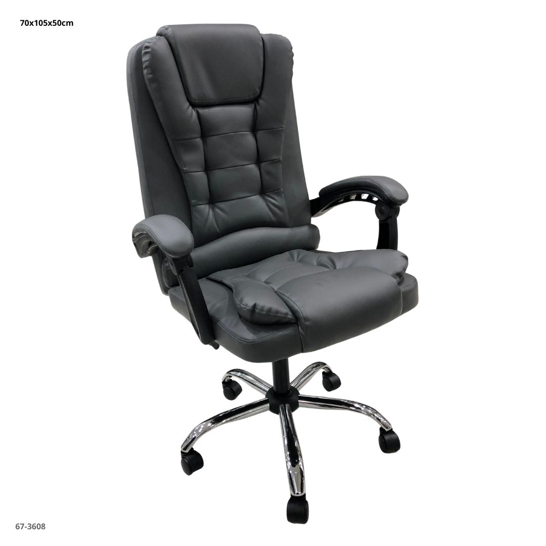 SILLA DE OFICINA CUERINA GRIS