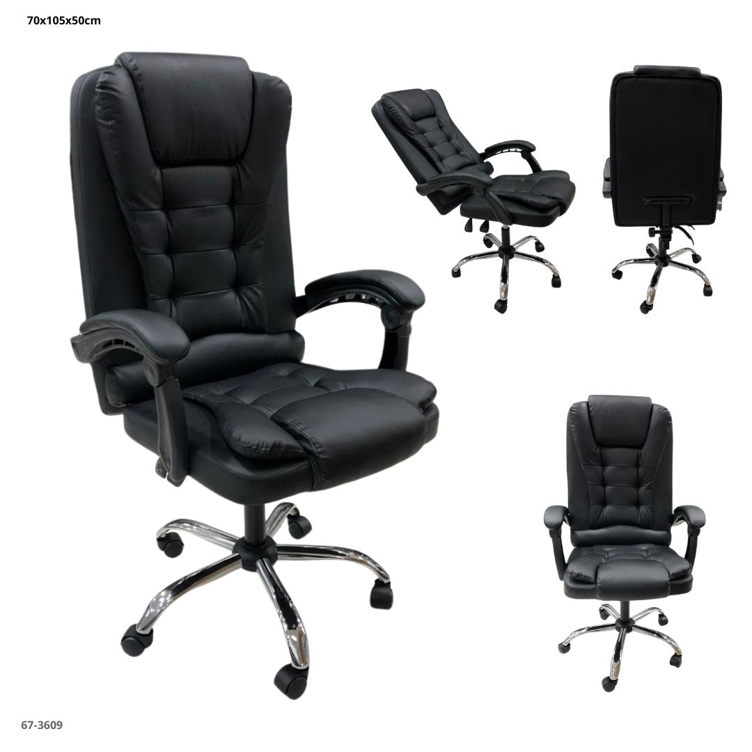 SILLA DE OFICINA CUERINA NEGRO