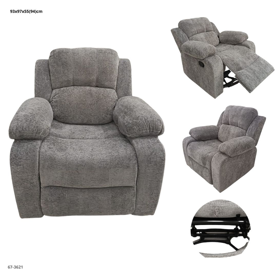 SOFA RECLINABLE GIRATORIO MECEDORA DE TELA GRIS CLARO