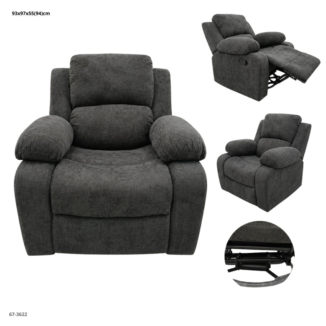 SOFA RECLINABLE GIRATORIO MECEDORA DE TELA GRIS
