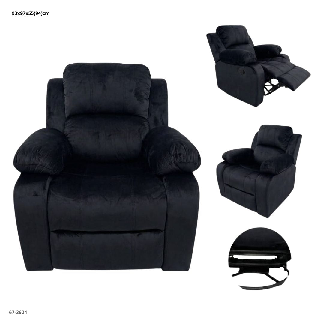 SOFA RECLINABLE GIRATORIO MECEDORA DE TELA NEGRO