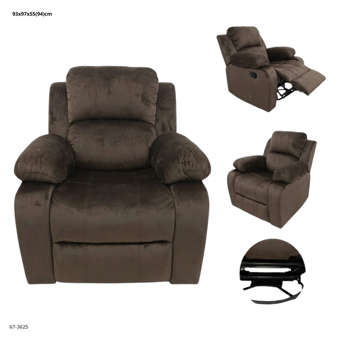 SOFA RECLINABLE GIRATORIO MECEDORA DE TELA CHOCOLATE