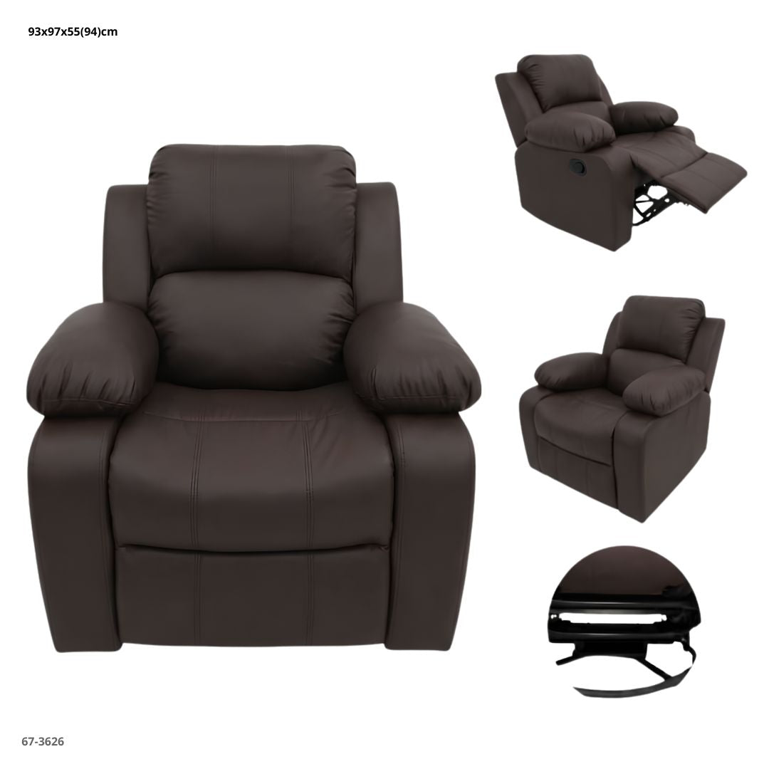 SOFA RECLINABLE GIRATORIO MECEDORA DE CUERINA CHOCOLATE