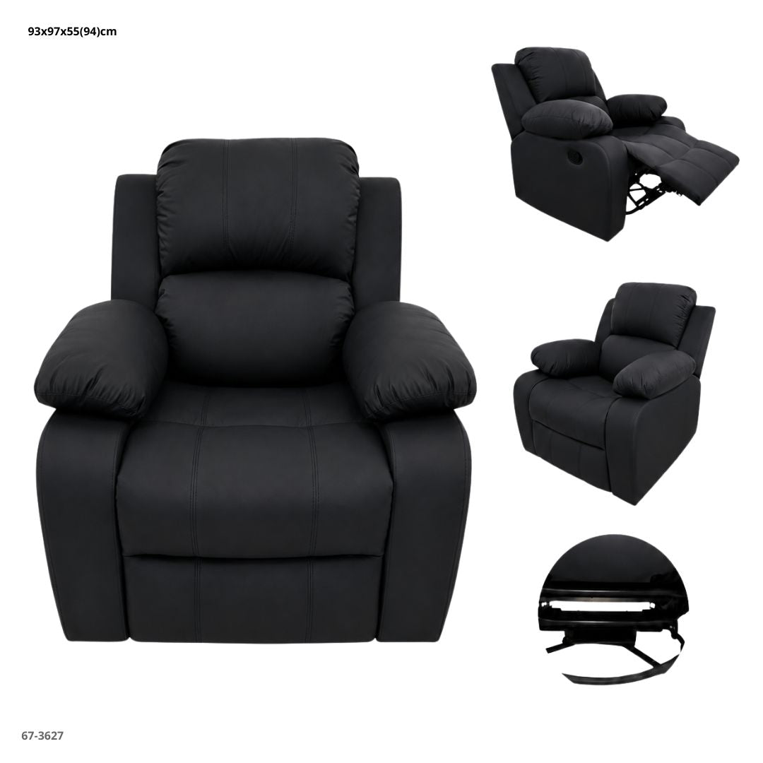 SOFA RECLINABLE GIRATORIO MECEDORA DE CUERINA NEGRO